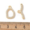 Brass Pave Clear Cubic Zirconia Toggle Clasps KK-U052-09G-3