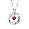 3Pcs 3 Styles Flat Round Forever in My Heart Alloy Glass Pendant Necklaces NJEW-JN05018-4