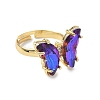 Adjustable Brass Glass Finger Rings RJEW-P148-A01-18-2