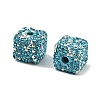 Cube Shape Polymer Clay Rhinestone Beads CLAY-NH0001-08C-3