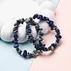 Unisex Chip Natural Lapis Lazuli Beaded Stretch Bracelets BJEW-S143-07-6