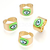 Enamel Horse Eye Open Cuff Rings RJEW-P042-01G-01-2