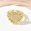 Brass Micro Pave Cubic Zirconia Cuff Open Rings for Women CU-CBA760A-13A-G-3