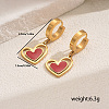 Romantic Stainless Steel Hollow Heart Pendant Hoop Earrings for Sweet Daily Parties XH1770-1-7