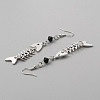 Alloy Fishbone Long Dangle Eararings with Glass Beaded for Women EJEW-WH0017-45B-P-2