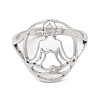 Non-Tarnish 304 Stainless Steel Holllow Human Adjustable Ring for Women RJEW-M149-16P-1