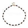 Column Natural Tiger Eyes & Kambaba Jasper & White Shell Beaded Necklaces for Women NJEW-T017-01G-1