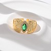 Brass Micro Pave Cubic Zirconia Cuff Rings for Women RJEW-U041-19G-2