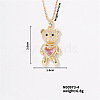 Fashionable Brass Pave Rose Rhinestone Cable Chain Heart Bear Pendant Necklaces for Women XK4018-4-1