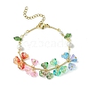 Flower & Leaf & Imitation Pearl Glass Charm Bracelet BJEW-TA00364-1