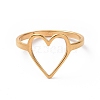 Ion Plating(IP) 201 Stainless Steel Heart Finger Ring RJEW-J051-16G-2