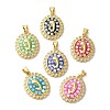 Oval with Virgin Face Brass Micro Pave Cubic Zirconia Pendants KK-K385-042G-1