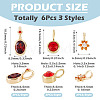 4Pcs 2 Styles Brass Micro Pave Cubic Zirconia & 2Pcs Stainless Steel Rhinestone Pendants ZIRC-TA0001-29-3