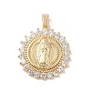 Brass Cubic Zirconia Pendants KK-Z050-07G-02-1