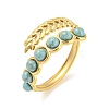 Synthetic Turquoise Beaded Open Cuff Ring RJEW-G293-01C-1