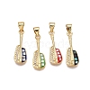 Brass Micro Pave Clear Cubic Zirconia Pendants KK-N254-214G-1