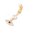 Evil Eye Cubic Zirconia Charm Belly Ring AJEW-F057-13G-1