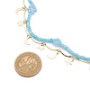 Moon and Star Charms & Glass Seed Flower Double Layered Necklace NJEW-JN04054-4