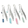 4Pcs 4 Style Electroplated Natural Quartz Crystal Pendant Bookmark with Gemstone Round Bead AJEW-TA00012-1