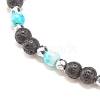 Natural & Synthetic Mixed Gemstone Beaded Stretch Bracelet with Clear Cubic Zirconia Cross for Women BJEW-JB08247-05-6