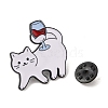 Drunk Cat Shaped Alloy Brooch JEWB-M046-07B-3