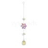 Glass Flower Hanging Suncatchers HJEW-P018-E02-3