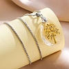 Alloy Glass Tree of Life Teardrop Pendant Box Chain Necklaces for Women PW-WG95207-02-1