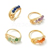 4Pcs 4 Style Natural Mixed Gemstone Round Beaded Finger Rings RJEW-TA00103-1