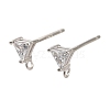 Rhodium Plated 925 Sterling Silver Ear Stud Findings STER-F058-01P-01-1