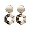 Glass Hexagon Stud Earrings EJEW-MZ00306-2