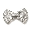 Rack Plating Bowknot Brass Micro Pave Clear Cubic Zirconia Fold Over Clasps KK-H512-09P-1