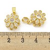 Rotatable Flower Charms Rack Plating Brass Clear Cubic Zirconia Pendants KK-M291-02G-3