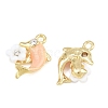 Alloy with Pink Enamel Pendants RB-CBA1FD3-22G-01-2
