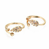 Brass Micro Pave Clear Cubic Zirconia Peg Bails Cuff Finger Ring Settings KK-T056-118G-NF-1