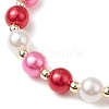 5Pcs Valentine's Day Theme Acrylic Pearl Round Beaded Stretch Bracelets BJEW-JB11423-5