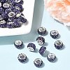 Polymer Clay Rhinestone European Large Hole Beads with Silver Color Plated Brass Cores FPDL-R002-07-4