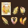 5Pcs 5 Styles Feather Waterproof PET Stickers Sets DIY-B071-03C-2