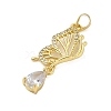 Butterfly Rack Plating Brass Micro Pave Cubic Zirconia Pendants KK-Z074-74G-2