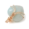 Natural Flower Amazonite Copper Wire Wrapped Pendants PALLOY-JF03309-01-4