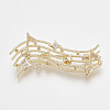 Brass Brooch Rhinestone Settings KK-T027-15G-2