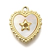 Ion Plating(IP) 304 Stainless Steel Pave Shell Heart with Star Charms STAS-K263-68G-1