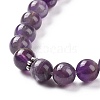 Natural Amethyst Bullet & Tassel Pendant Necklace with Mixed Gemstone Beaded Chains NJEW-E585-02C-5