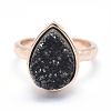 Electroplate Natural Druzy Quartz Crystal Finger Rings RJEW-I055-01RG-RS-2