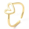 2Pcs 2 Style Rack Plating Brass Heart Open Cuff Rings Set RJEW-R137-03-5