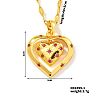 Brass Pave Cubic Zirconia Hollow Double Heart Pendant Necklace PL5801-1-1