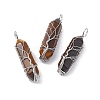 Natural & Synthetic Mixed Gemstone Copper Wire Wrapped Pointed Pendants G-F733-05-2