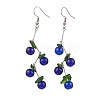 Cherry Spray Painted Crackle Glass Beads & Natural Diopside Chip Beads Dangle Earrings EJEW-JE06289-3