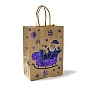 Christmas Theme Blue Printed Kraft Paper Tote Bags with Handles ABAG-B006-04D-2