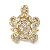 Rack Plating Brass Clear Cubic Zirconia Turtle Connector Charms KK-A234-054G-1