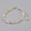 Natural White Moonstone Chip Beads Anklets AJEW-AN00229-02-1